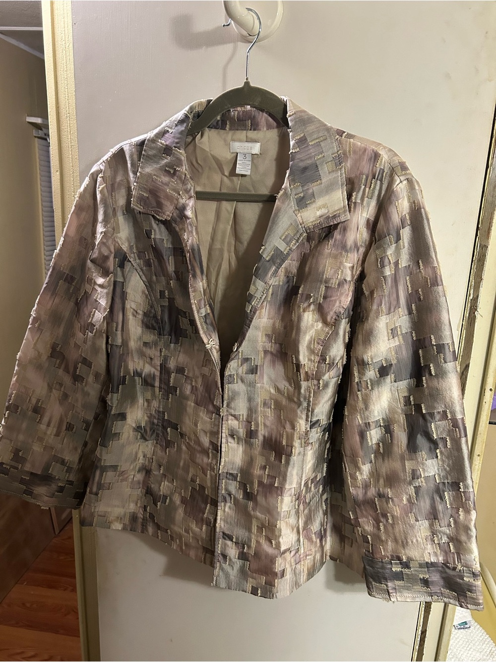 Chico's Taupe Multi-Patterned Blazer